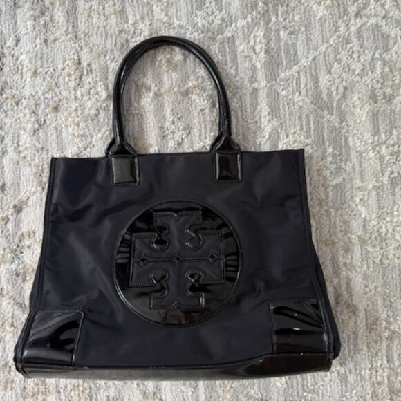 Tory Burch Black Patent Leather & Nylon Ella Tote (Large) - Picture 4 of 11